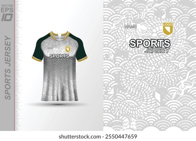 Modern sports jersey design with dynamic colors and geometric patterns, perfect for soccer, cycling, or activewear. A sleek and energetic look ideal for teams or personal sports apparel