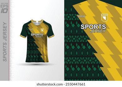 Diseño moderno de jersey deportivo con colores dinámicos y patrones geométricos, perfecto para fútbol, ciclismo o ropa deportiva. Un look elegante y enérgico ideal para Equipos o ropa deportiva personal