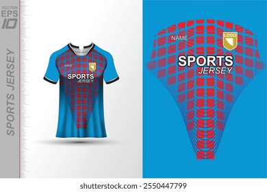 Modern sports jersey design with dynamic colors and geometric patterns, perfect for soccer, cycling, or activewear. A sleek and energetic look ideal for teams or personal sports apparel