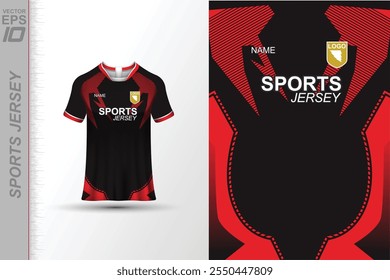 Modern sports jersey design with dynamic colors and geometric patterns, perfect for soccer, cycling, or activewear. A sleek and energetic look ideal for teams or personal sports apparel