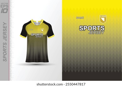 Modern sports jersey design with dynamic colors and geometric patterns, perfect for soccer, cycling, or activewear. A sleek and energetic look ideal for teams or personal sports apparel