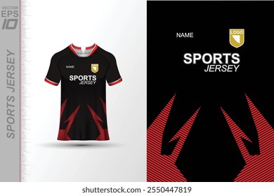 Modern sports jersey design with dynamic colors and geometric patterns, perfect for soccer, cycling, or activewear. A sleek and energetic look ideal for teams or personal sports apparel