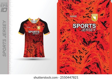 Modern sports jersey design with dynamic colors and geometric patterns, perfect for soccer, cycling, or activewear. A sleek and energetic look ideal for teams or personal sports apparel