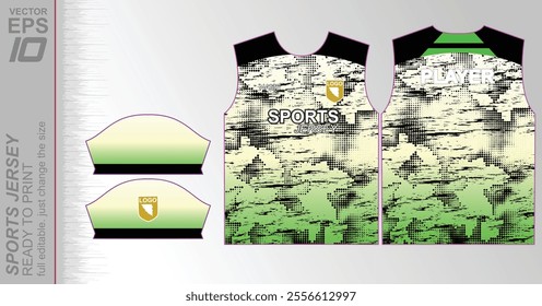 Modern sports jersey design with dynamic colors and geometric patterns, perfect for soccer, cycling, or activewear. A sleek and energetic look ideal for teams or personal sports apparel