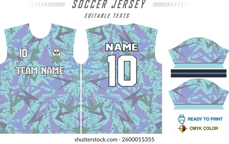 Modern sports jersey design with dynamic colors and geometric patterns, perfect for soccer, cycling, or activewear. A sleek and energetic look ideal for teams or personal sports apparel