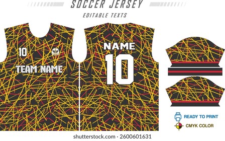 Modern sports jersey design with dynamic colors and geometric patterns, perfect for soccer, cycling, or activewear. A sleek and energetic look ideal for teams or personal sports apparel