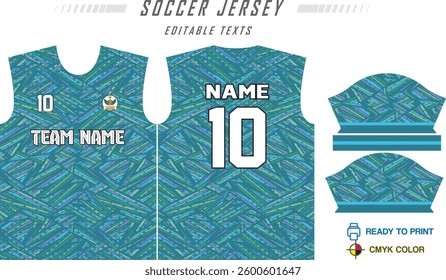 Modern sports jersey design with dynamic colors and geometric patterns, perfect for soccer, cycling, or activewear. A sleek and energetic look ideal for teams or personal sports apparel