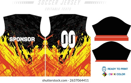 Modern sports jersey design with dynamic colors and geometric patterns, perfect for soccer, cycling, or activewear. A sleek and energetic look ideal for teams or personal sports apparel