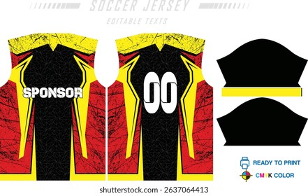 Modern sports jersey design with dynamic colors and geometric patterns, perfect for soccer, cycling, or activewear. A sleek and energetic look ideal for teams or personal sports apparel