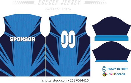 Modern sports jersey design with dynamic colors and geometric patterns, perfect for soccer, cycling, or activewear. A sleek and energetic look ideal for teams or personal sports apparel