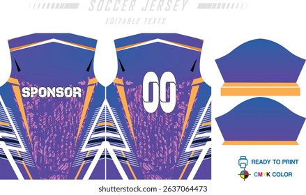 Modern sports jersey design with dynamic colors and geometric patterns, perfect for soccer, cycling, or activewear. A sleek and energetic look ideal for teams or personal sports apparel