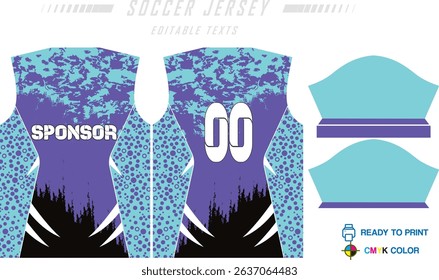 Modern sports jersey design with dynamic colors and geometric patterns, perfect for soccer, cycling, or activewear. A sleek and energetic look ideal for teams or personal sports apparel