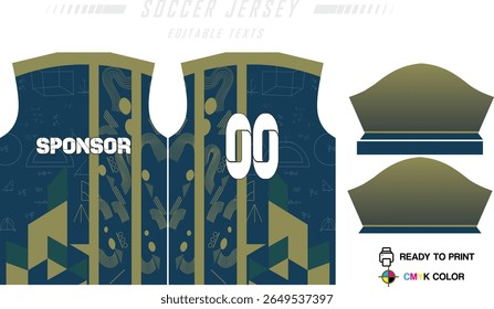 Modern sports jersey design with dynamic colors and geometric patterns, perfect for soccer, cycling, or activewear. A sleek and energetic look ideal for teams or personal sports apparel