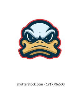 Modern sports logo duck mascot. Front view.