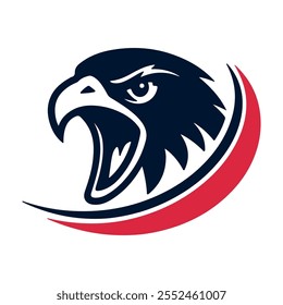 A modern sports logo of a screeching hawk head