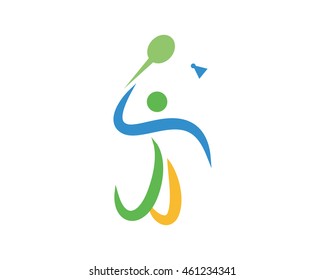 Modern Sports Logo Symbol - Badminton