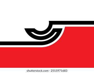 Modern sports pattern in the form of an abstract maze of thick black lines. Retro lines. Cover decor. Interior design. Packaging. Red black and white vector background