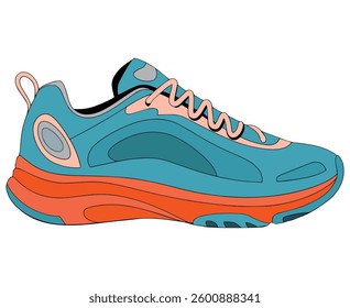 Modern Sports Shoe for Running Athlete. Vector illustration of a sleek running shoe, isolated on white. Perfect for sports branding, fitness themes, and athletic product designs.