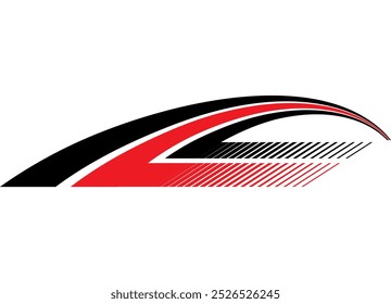 Modern sports striped vector pattern for car body, boat, motorcycle, sportswear, toy. Abstract red and black arrow. . Vector background. Pointer, Races