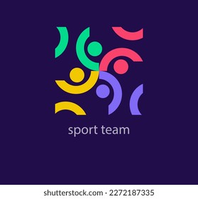 Modern sports team logo. Unique design color transitions. Running people logo template. vector.