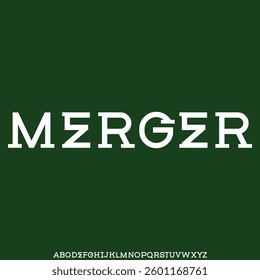 Modern sporty wide alphabet display font vector illustration