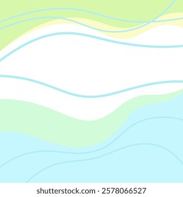 Modern spring multicolored abstract background, wavy lines, organic spots, hand-painted in pastel shades of green and blue, vector. Background for the banner, labels with an empty space for the text