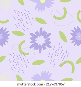 Modern spring seamless pattern with flower silhouettes, botanical shapes. Vector illustration drawn hands. Design for fashion, textiles, fabrics, covers, webs, wallpapers, banners, posters, packaging