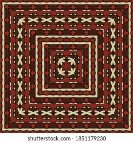 Modern square abstract pattern in red black beige, fabric print scarf pattern. Home decor, interior design, cloth design.  Ribbons.