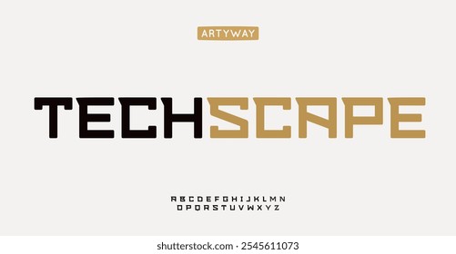 Alfabeto cuadrado moderno, letras geométricas angulares, fuente de serif de losa minimalista para marca tecnológica, titular digital futurista, logotipo de ropa deportiva, diseño tipográfico ciberindustrial. tipografía de Vector