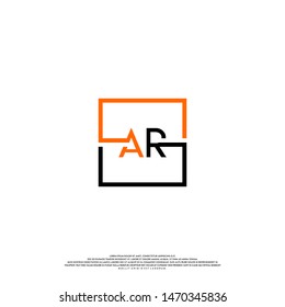 modern square AR logo letter. simple technology business logotype.