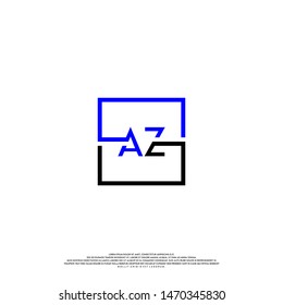 modern square AZ logo letter. simple technology business logotype.