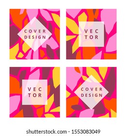 Modern square background with pink geometric shapes in scandinavian style. Simple creative template for brochure, flyer, banner and presentation. Abstract vector illustration