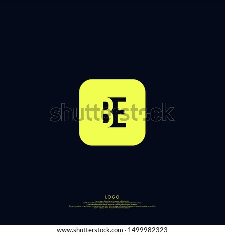 modern square BE logo letter design concept isolated on dark blue background