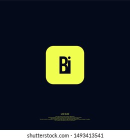 modern square BI logo letter design concept isolated on dark blue background