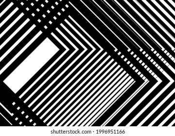 Modern square black and white pattern of broken rectangles. Trendy abstract vector background