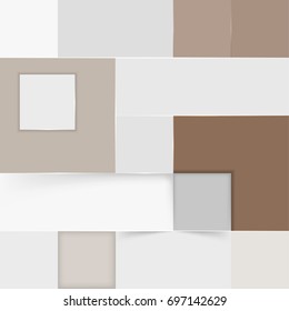 Modern square box composition in semitone colors. Abstract brown and grey color brick design user interface folder cover concept. Vector illustration