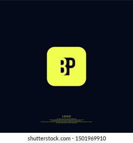 modern square BP logo letter design concept isolated on dark blue background