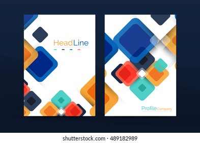 Modern square business annual report cover template. Vector brochure background