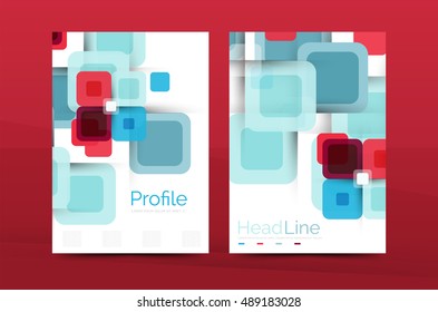 Modern square business annual report cover template. Vector brochure background