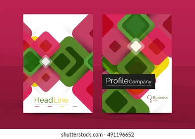 Modern square business annual report cover template. Vector brochure background