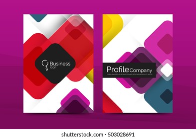 Modern square business annual report cover template. Vector brochure background
