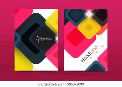 Modern square business annual report cover template. Vector brochure background