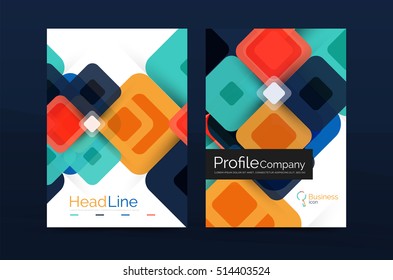 Modern square business annual report cover template. Vector brochure background