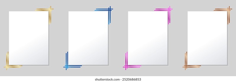 Modern square colored frame template For presentations on paper decorated with gradient corners.