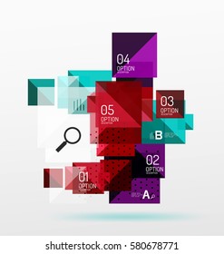 Modern square composition, abstract banner. Vector template background for workflow layout, diagram, number options or web design