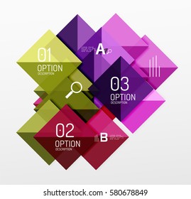 Moderne quadratische Komposition, abstrakter Banner. Vektorvorlagenhintergrund für das Workflowlayout, -diagramm, -nummeroptionen oder Webdesign