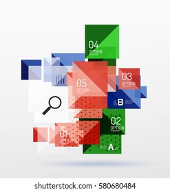 Composición cuadrada moderna, pancarta abstracta. Fondo de plantilla de vector para diseño de flujo de trabajo, diagrama, opciones de número o diseño web
