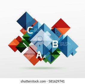 Modern square composition, abstract banner. Vector template background for workflow layout, diagram, number options or web design