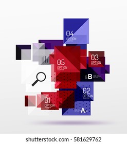 Composición cuadrada moderna, pancarta abstracta. Fondo de plantilla de vector para diseño de flujo de trabajo, diagrama, opciones de número o diseño web
