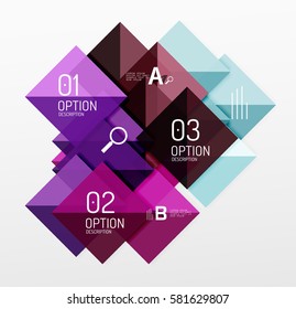 Composición cuadrada moderna, pancarta abstracta. Fondo de plantilla de vector para diseño de flujo de trabajo, diagrama, opciones de número o diseño web